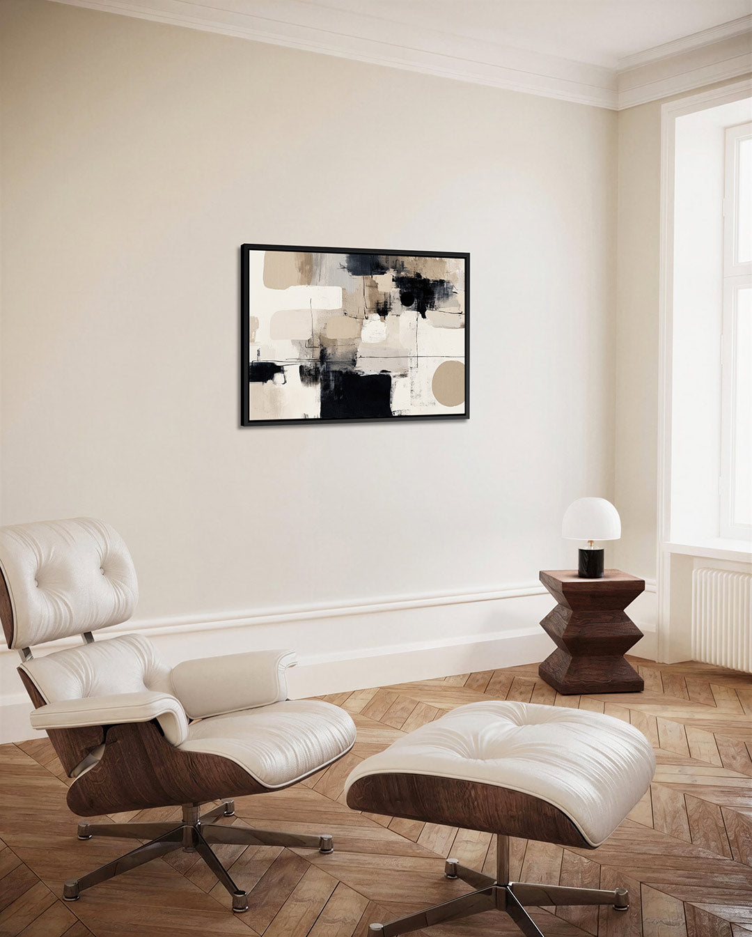Geometrische vormen compositie – Beige – alternatieve weergave van het kunstwerk