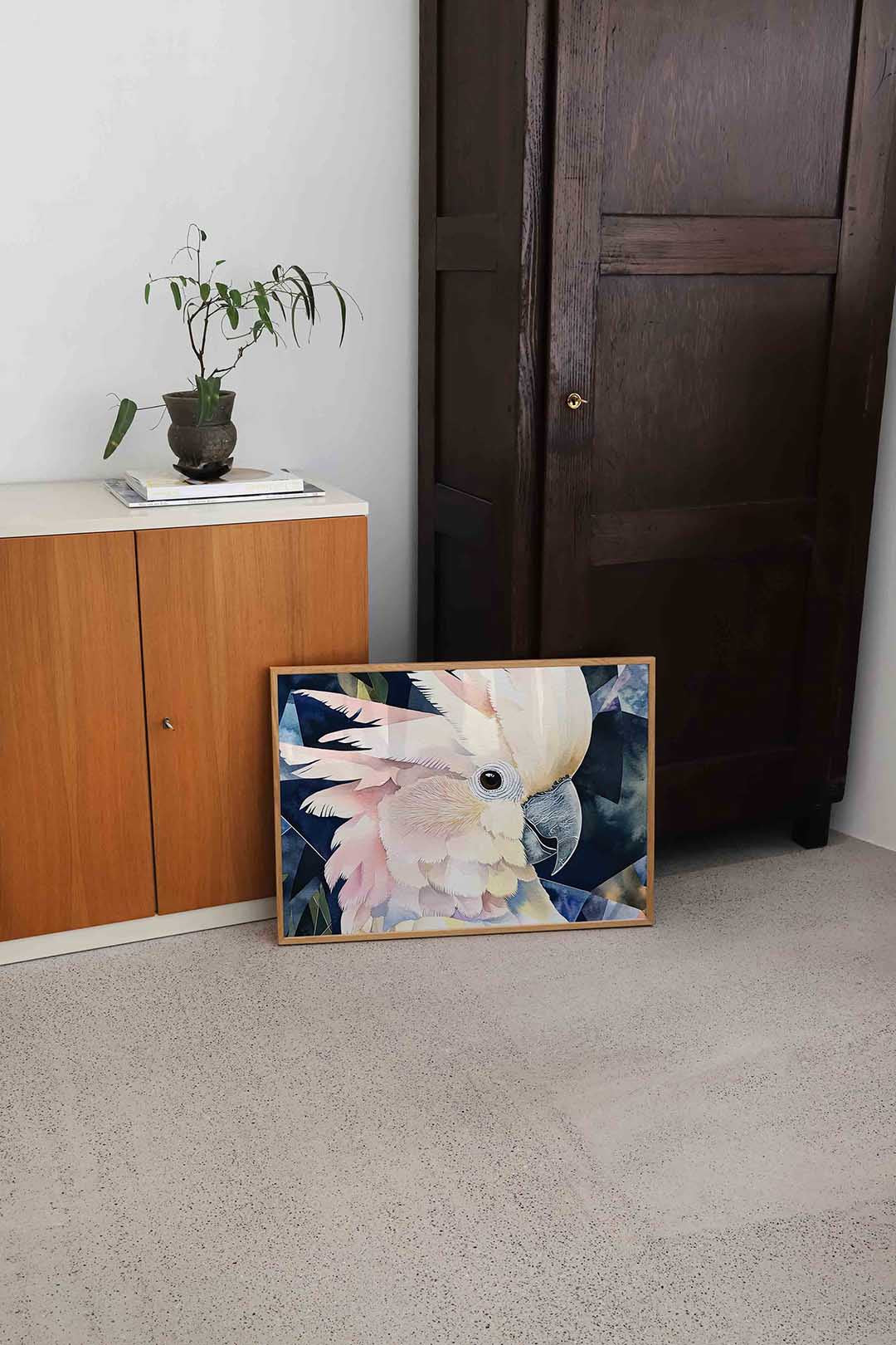 Papegaai in pastel – dierenillustratie als landscape poster