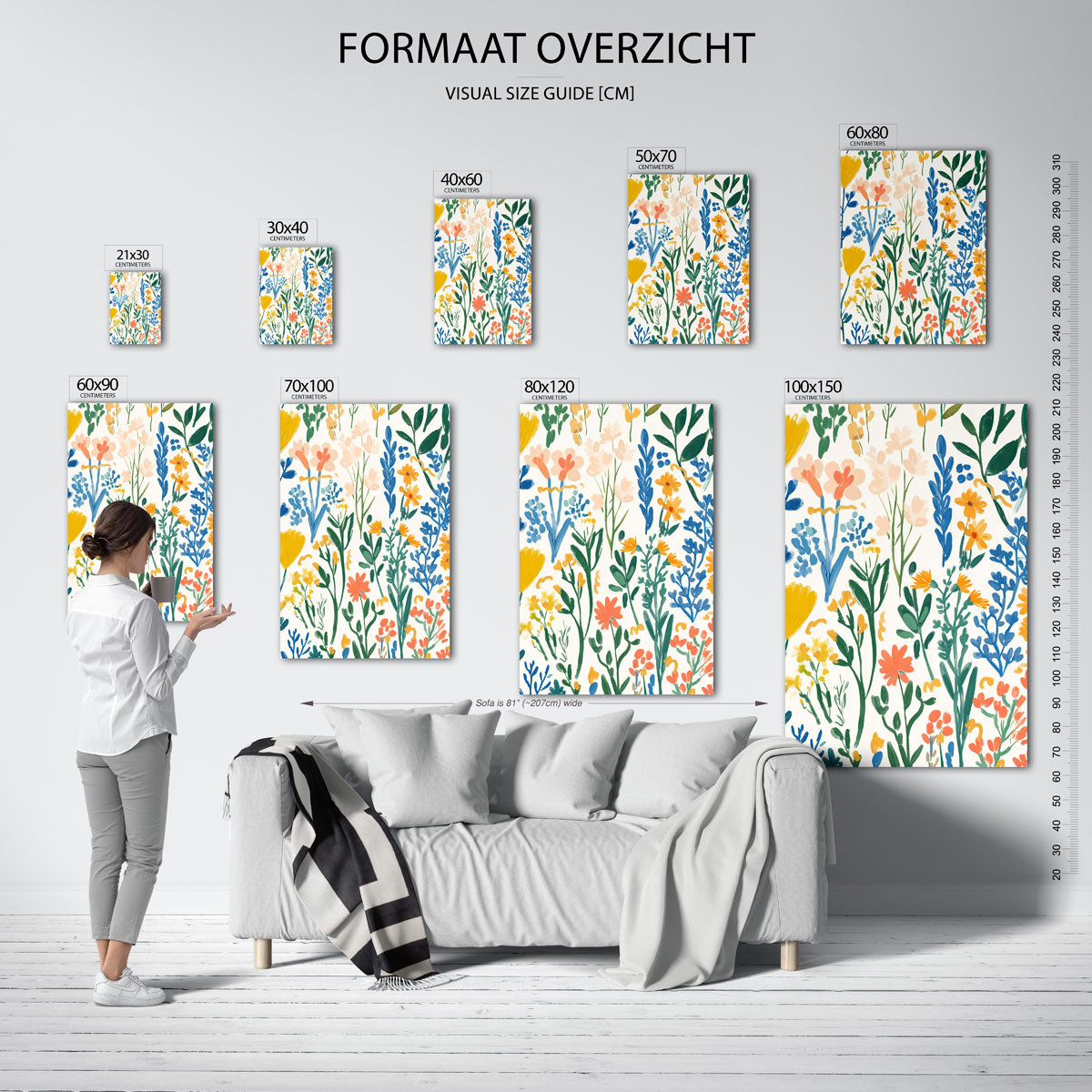 Bloemen en bladeren – staande muurposter met bloemen