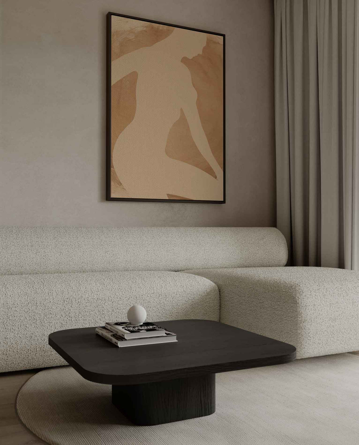 Elegante Silhouet in Neutrale Tinten – canvas kunstwerk als wanddecoratie