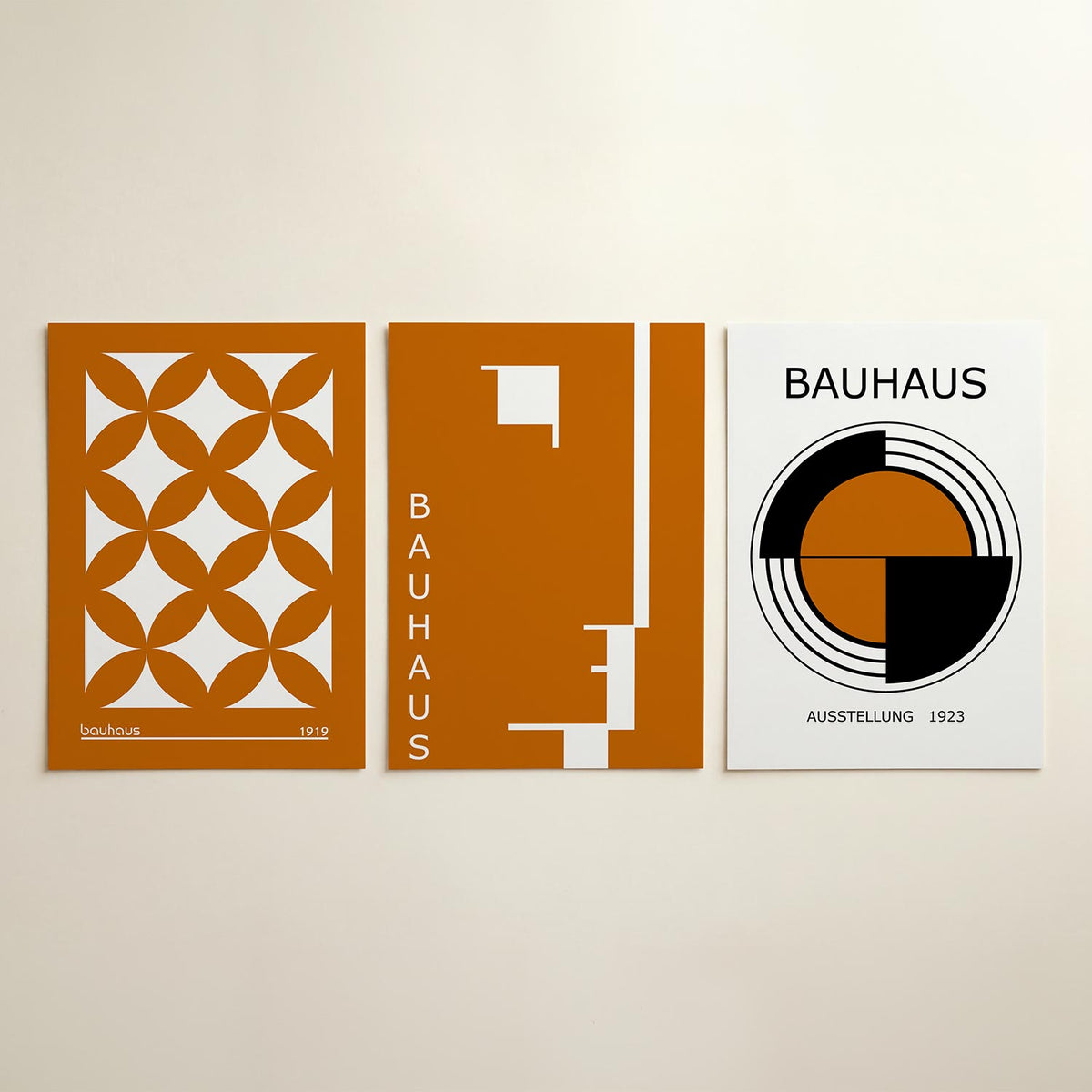Vormritme en kleur posterset – detailweergave – deze posterset in drie delen toont een ritmisch patroon van overlappende