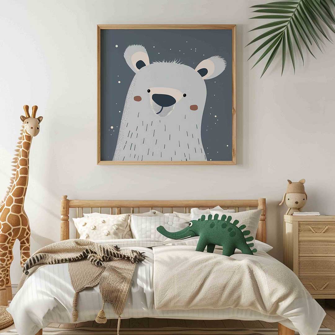Schattige beer – vierkante kinderkamer wanddecoratie van WallArtistic