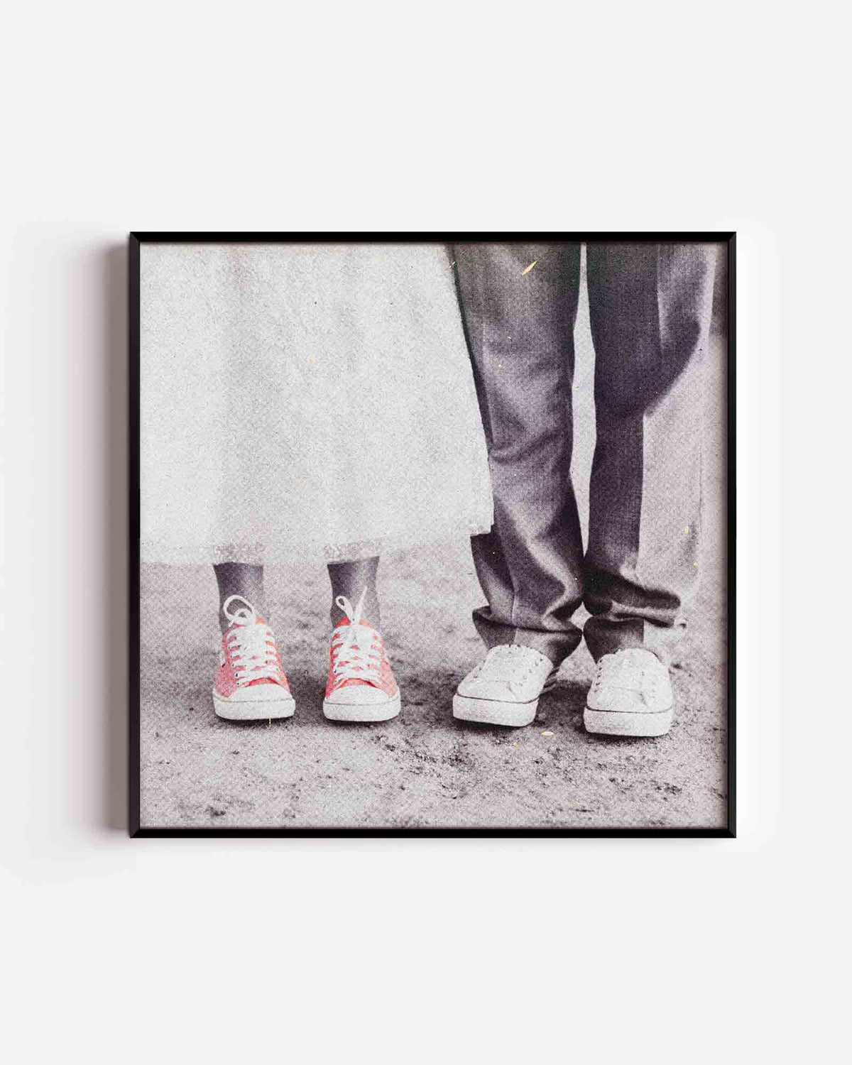 Sneakers en kleding – Pop Art vierkante poster als wanddecoratie