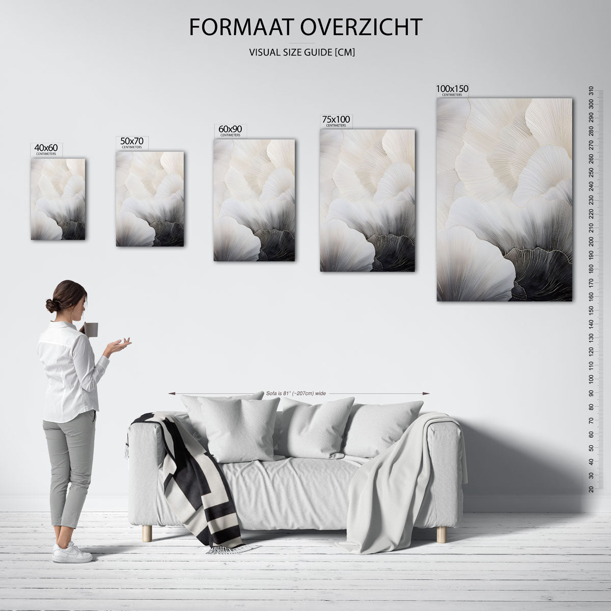 Organische lijnen – staand wanddecoratie kunstwerk