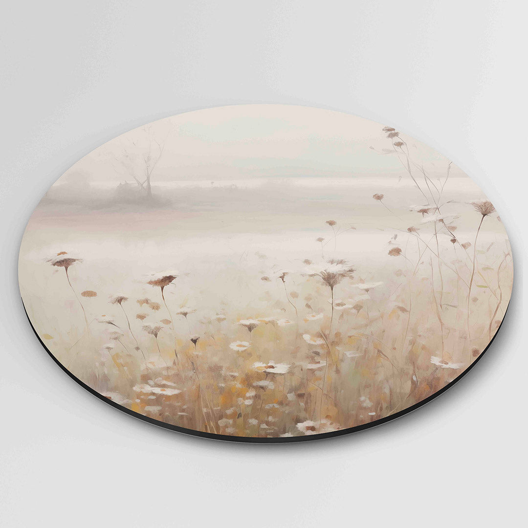 Wilde bloemen – ronde wanddecoratie met abstract ontwerp