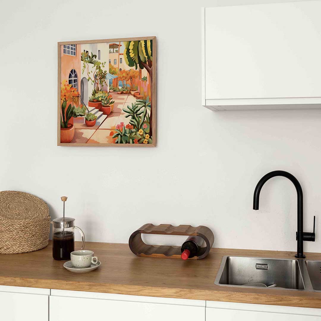 Mediterrane tuin – keukenposter in vierkant formaat