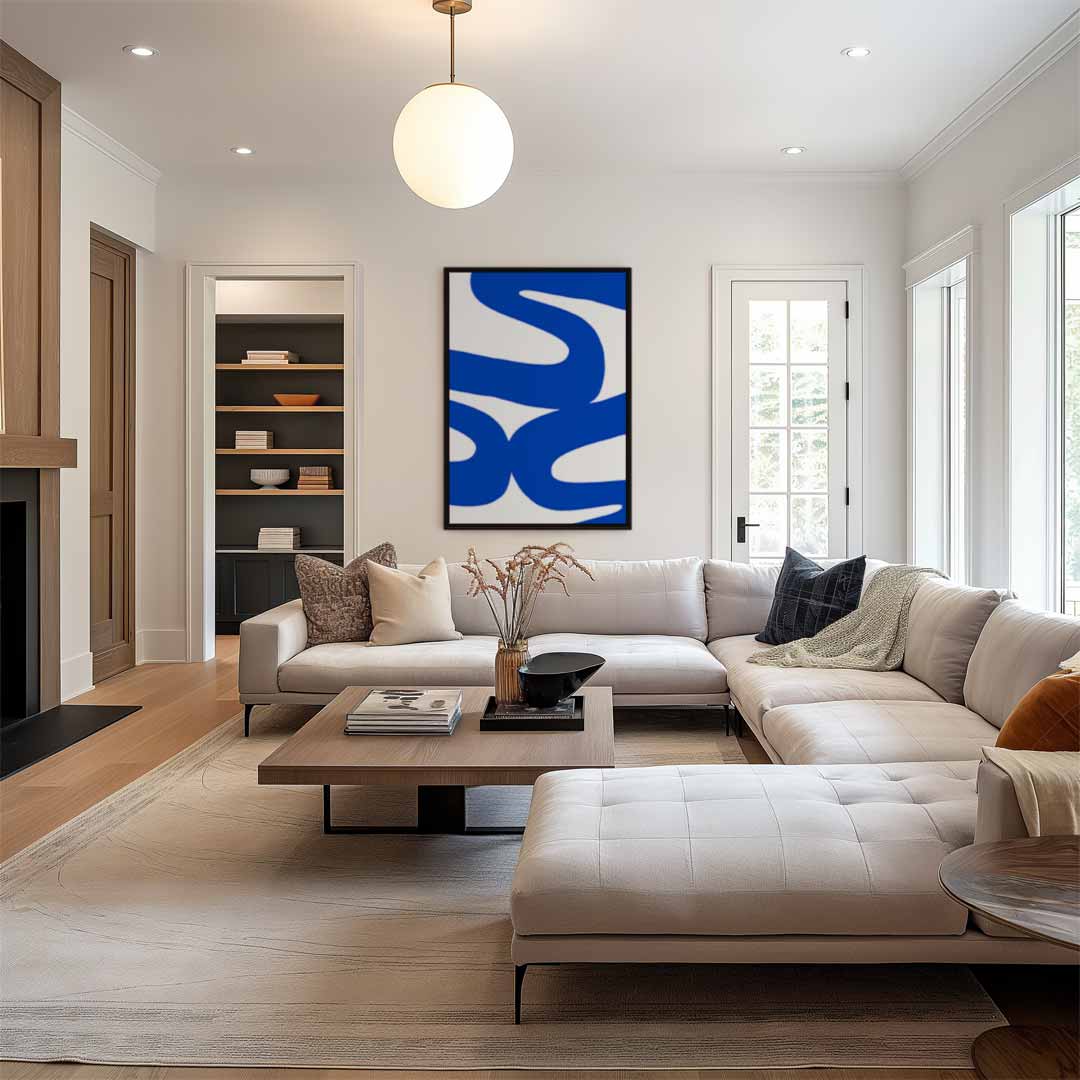 Dans van de Blauwe Lijnen – staand kunstwerk voor modern interieur