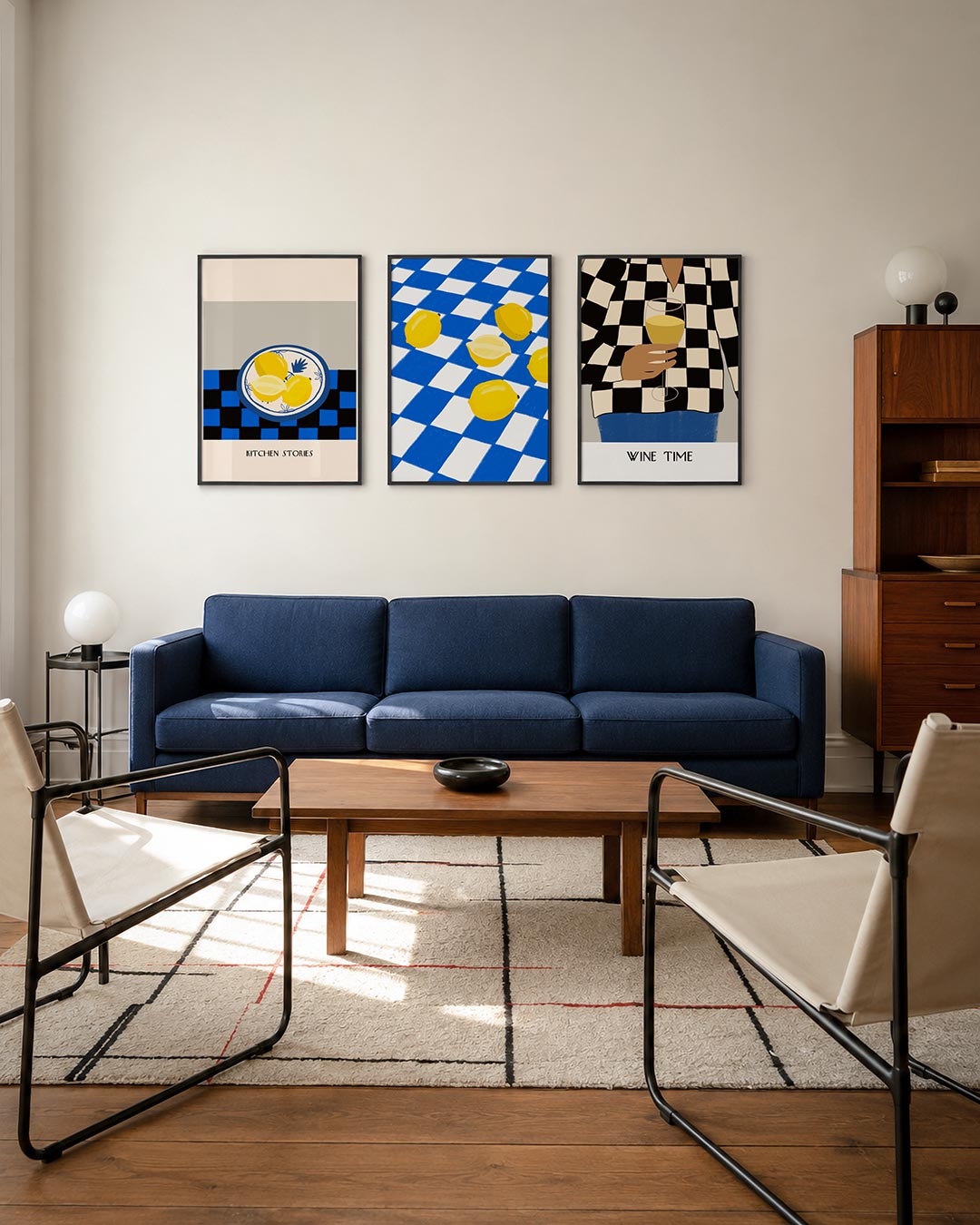 Vrolijke citroenen posterset – tweede productweergave – deze posterset in drie delen toont een speelse compositie