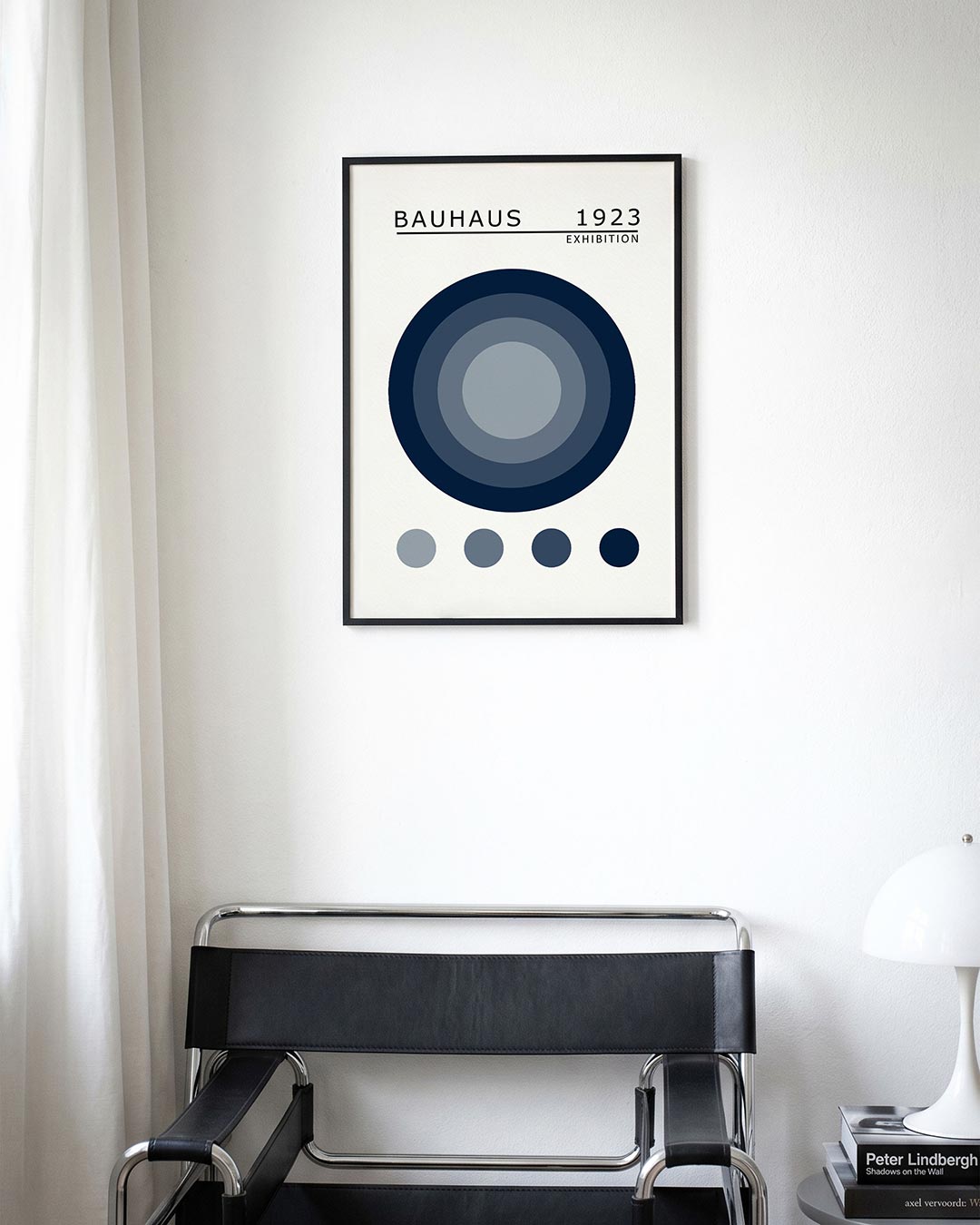 Cirkelstructuur blauw – moderne Bauhaus wandkunst als poster