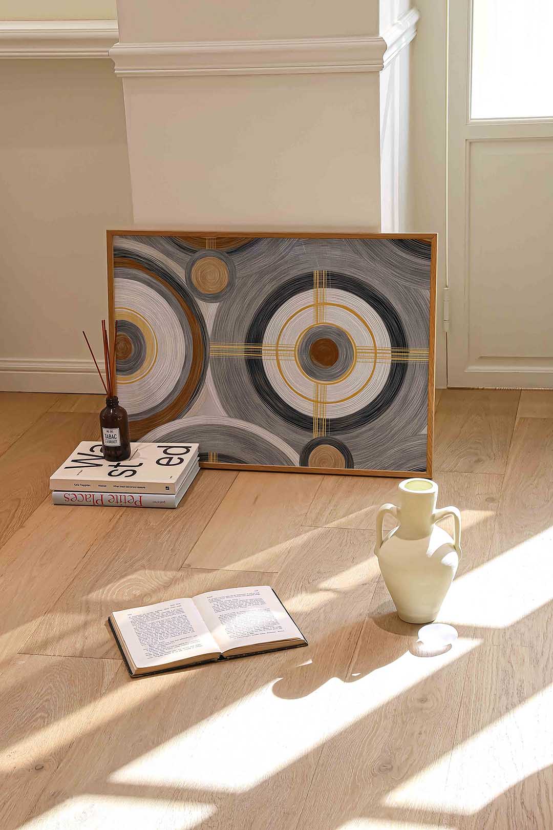 Cirkelpatroon – liggende abstracte wanddecoratie van WallArtistic