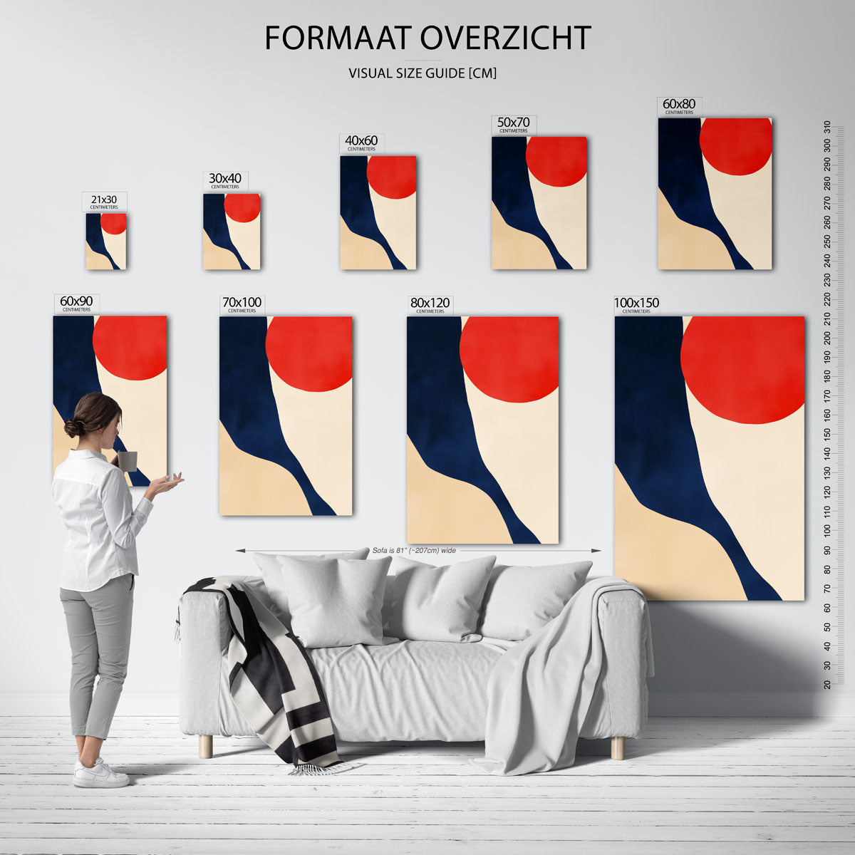 Abstracte vormen – staande muurposter voor een modern interieur