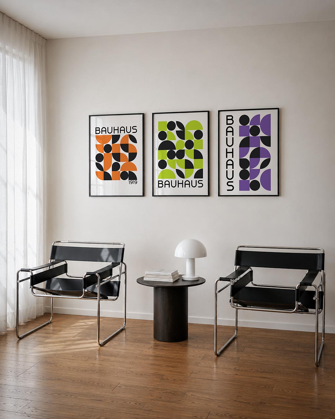 Vormen en vlakken posterset – derde productweergave – deze posterset in drie delen toont een speelse mix van halve cirkels en