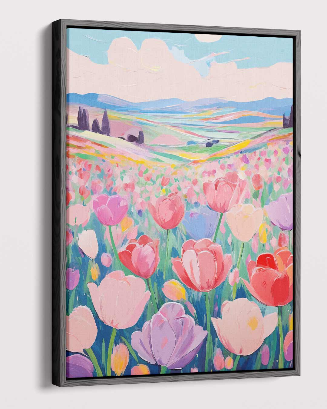 Tulpendroomlandschap – dibond kunstwerk als wanddecoratie