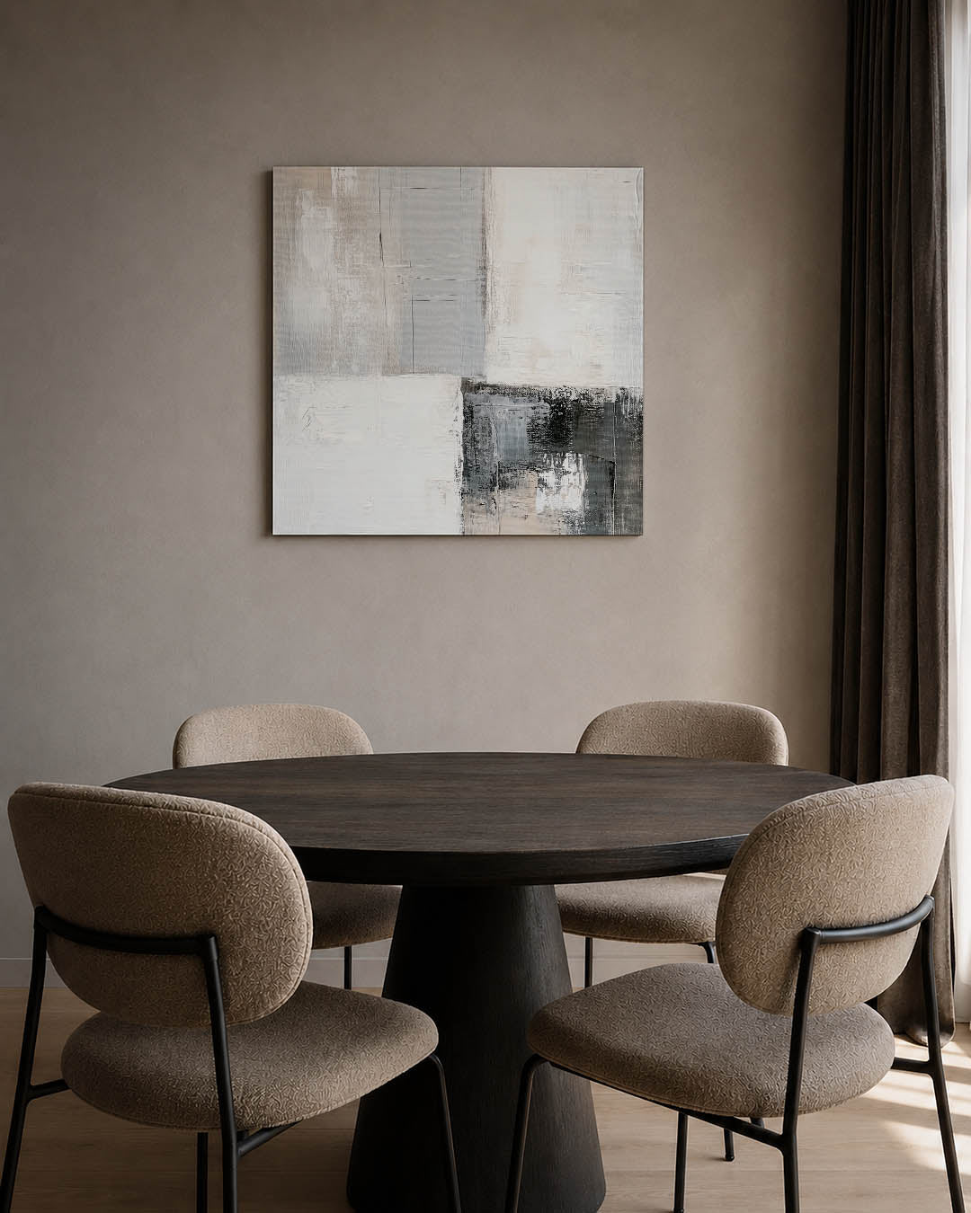 Geometrische compositie kunstwerk – tweede productweergave – dit werk toont een harmonieuze mix van rechthoekige vormen in