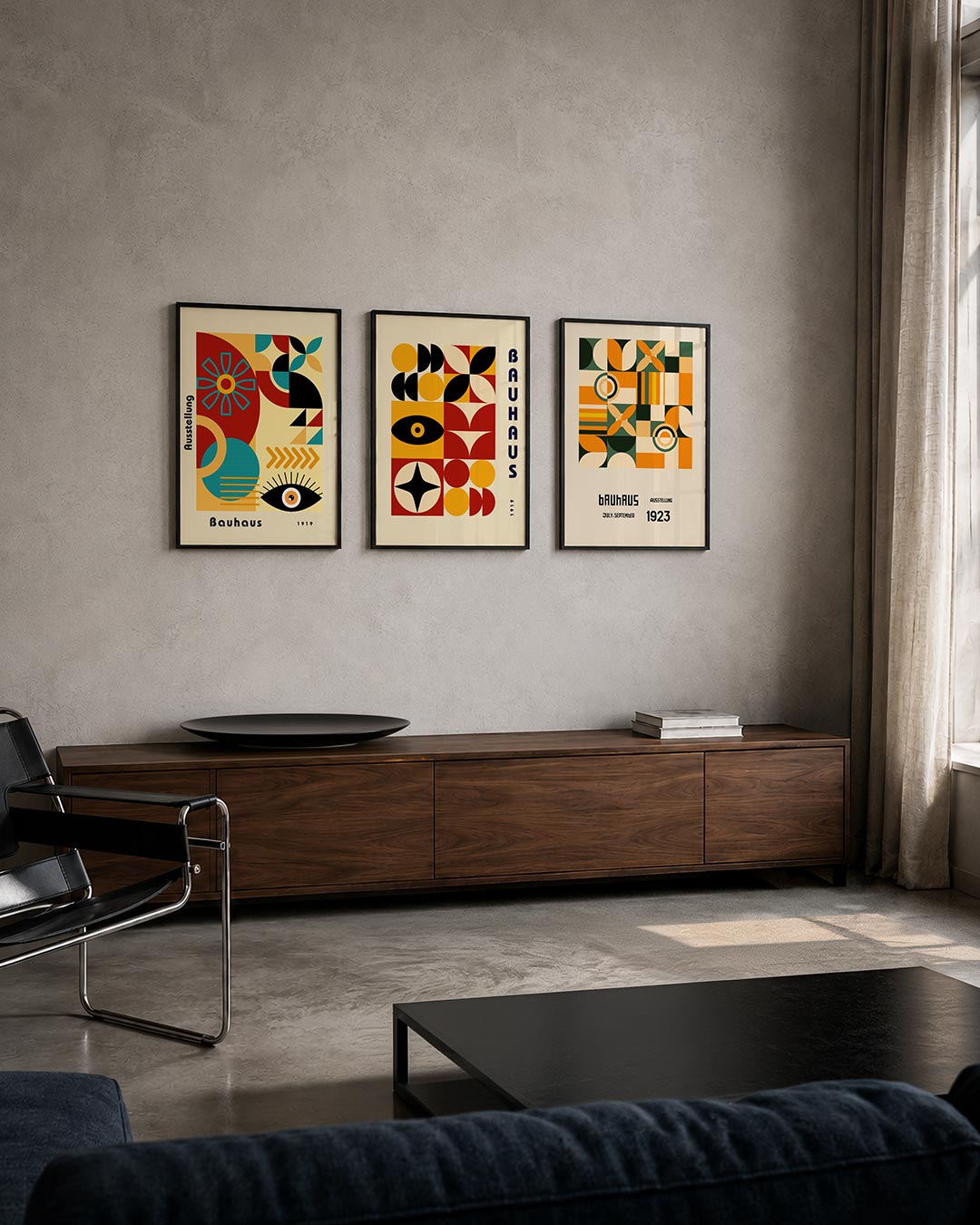 Vormen en vlakkenspel posterset – tweede productweergave – deze posterset in drie delen toont een levendig spel van cirkels