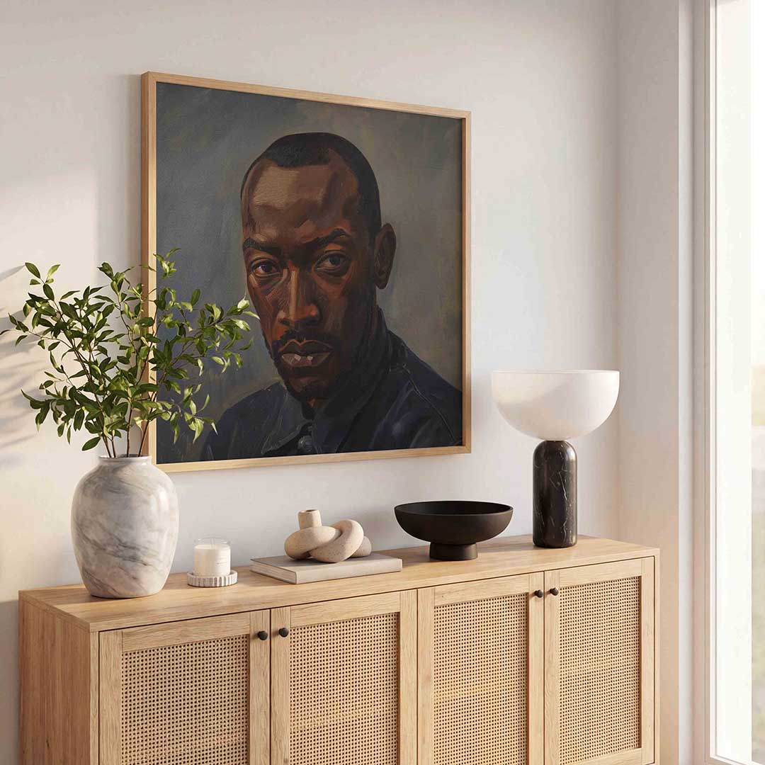 Portret van man – kunst en design poster in vierkant formaat