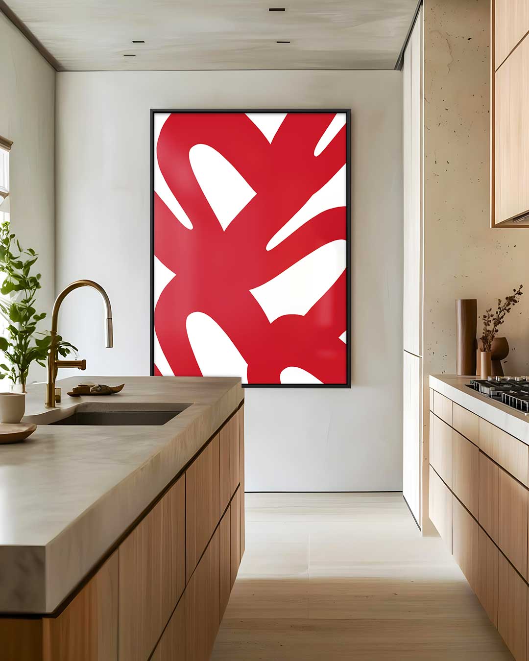 Rode Moderne Wandkunst – dibond wanddecoratie in staand formaat