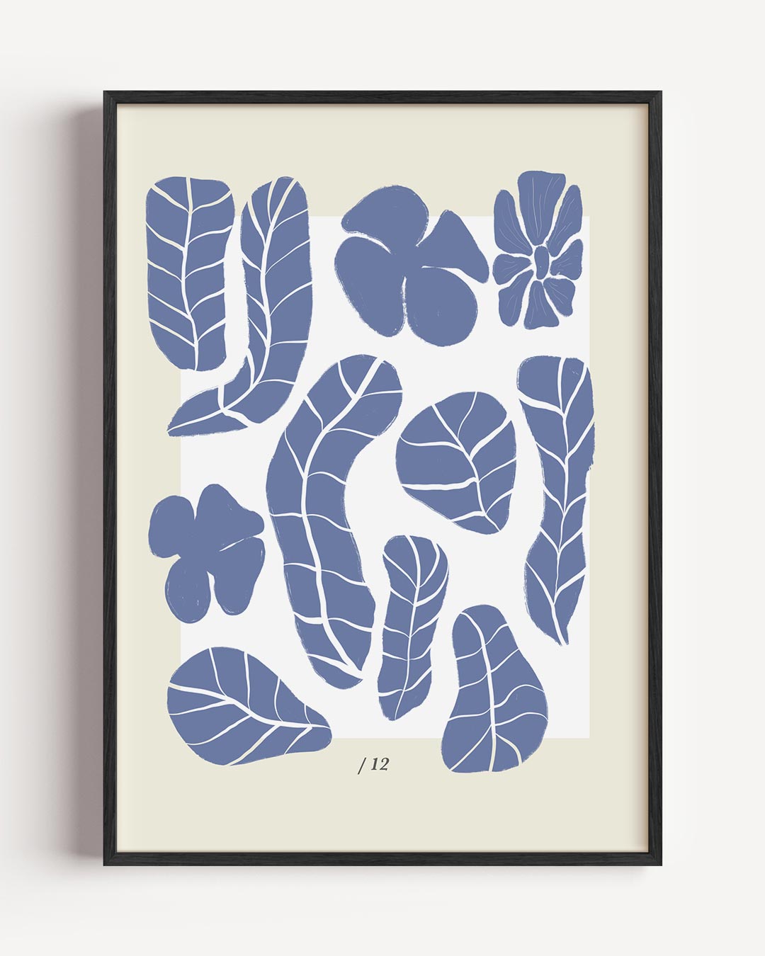 Botanische Blauwe Bladeren – bloemen portret poster als wanddecoratie