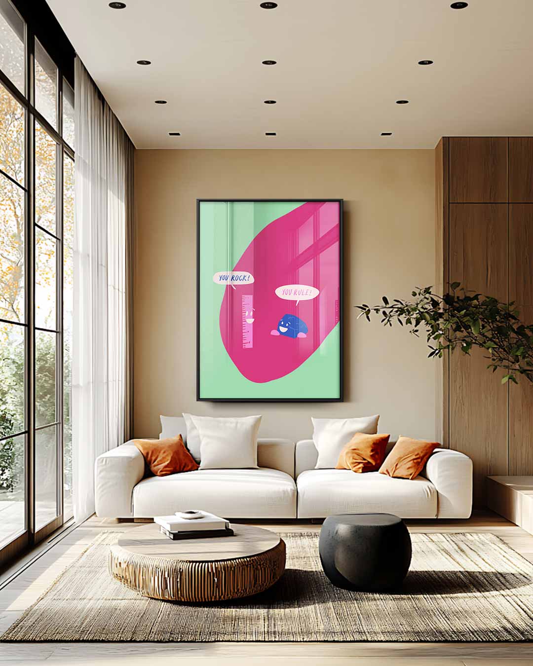 Vrolijke Vriendschap Illustratie – staand kunstwerk voor modern interieur