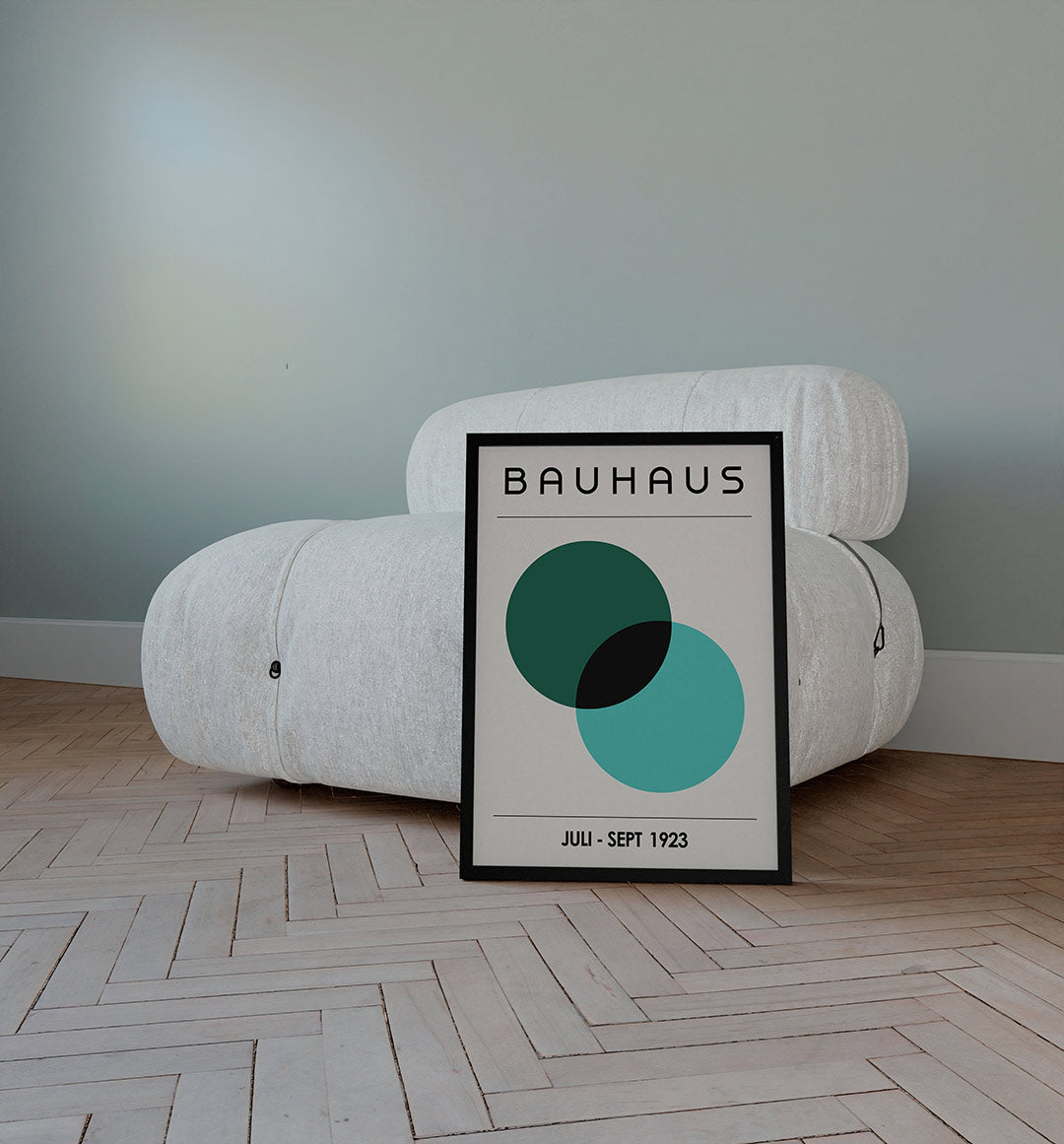 Cirkelvormen en lijnen – staande Bauhaus poster voor aan de muur
