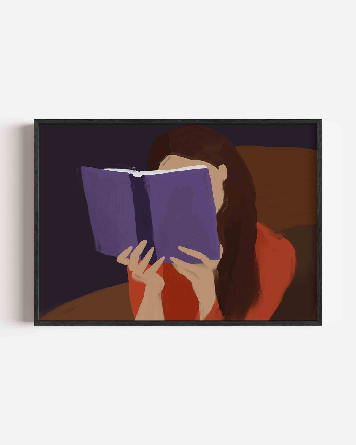 Lezende vrouw – hedendaagse illustratie poster in landscape formaat