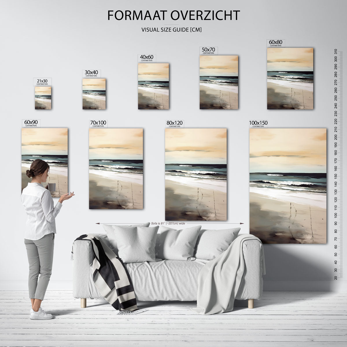 Strand en golven – staande muurposter met kleurrijke abstracte vormen