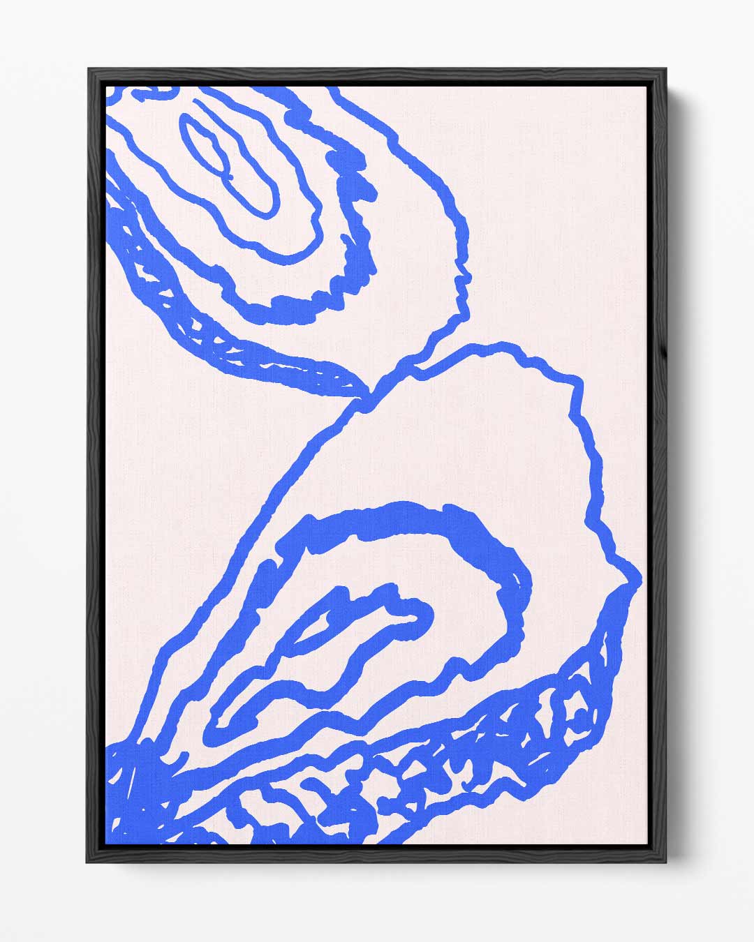 Abstracte Blauwe Contouren op Beige – portret kunstwerk als wanddecoratie