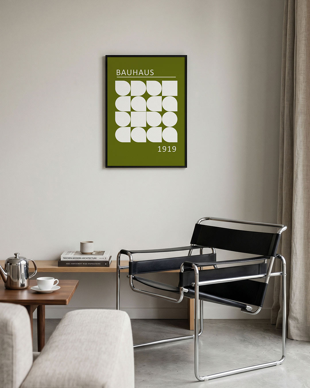 Vormritme en kleur – geometrische Bauhaus poster in staand formaat