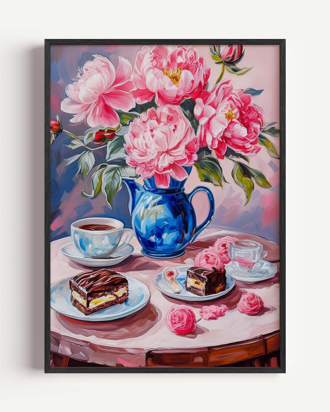 Romantische Bloemen en Dessert – keuken portret poster als wanddecoratie