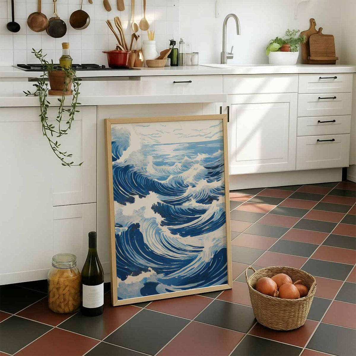 Golvende Oceaan Kunstposter – staande muurposter met zomerse uitstraling
