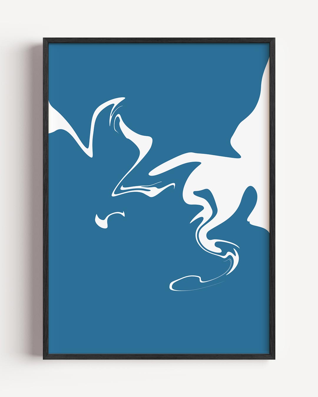 Mystieke Blauw-Zwarte Abstracte – kleurrijke abstracte portret poster als wanddecoratie