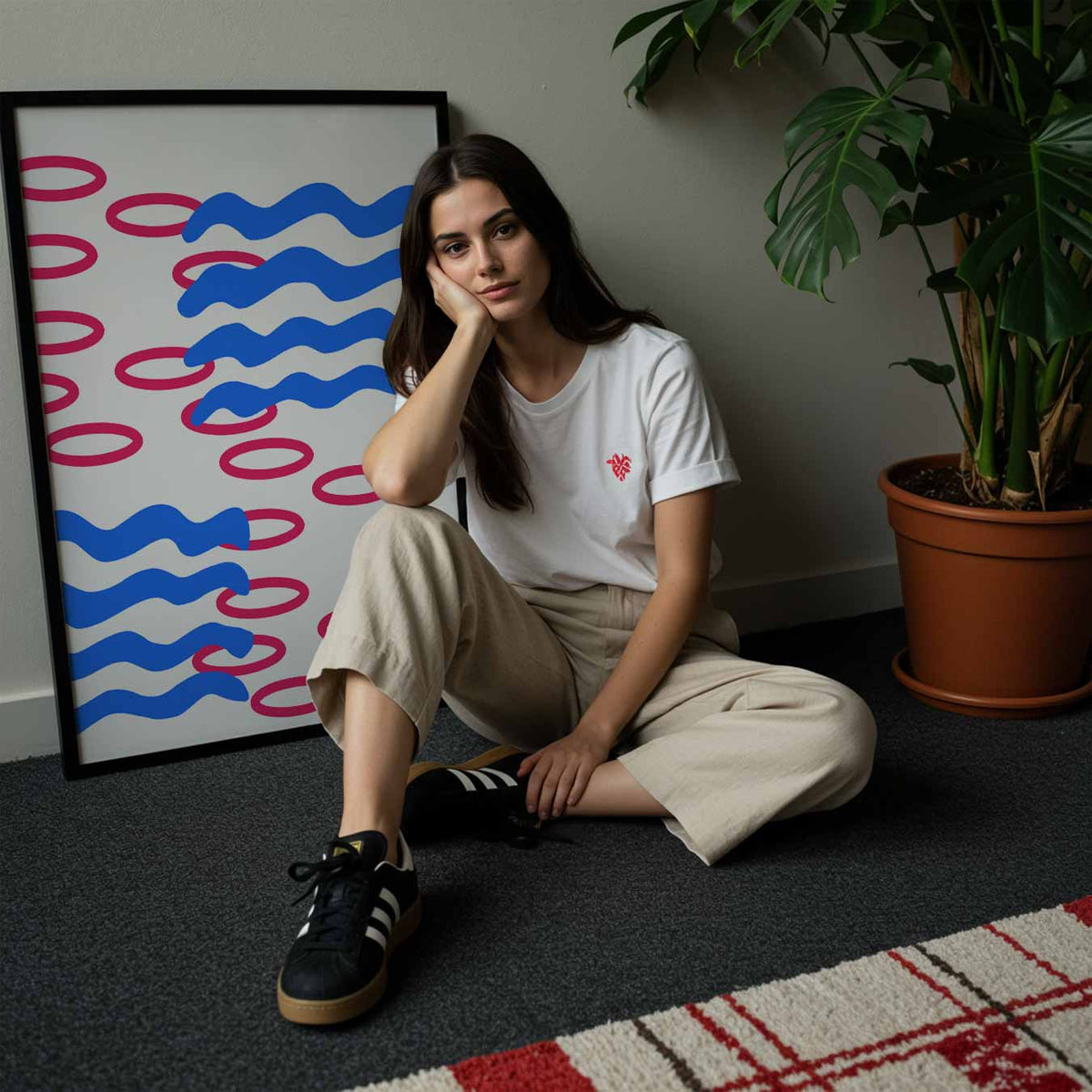 Kleurrijke Golven en Cirkels – abstracte wandkunst als portret poster