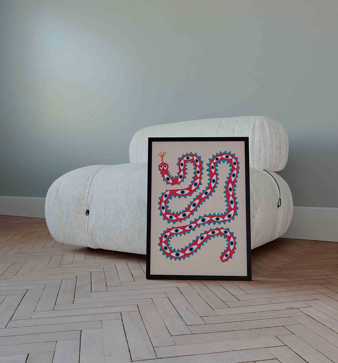 Slang met ogen – Streetart wandkunst als portret poster