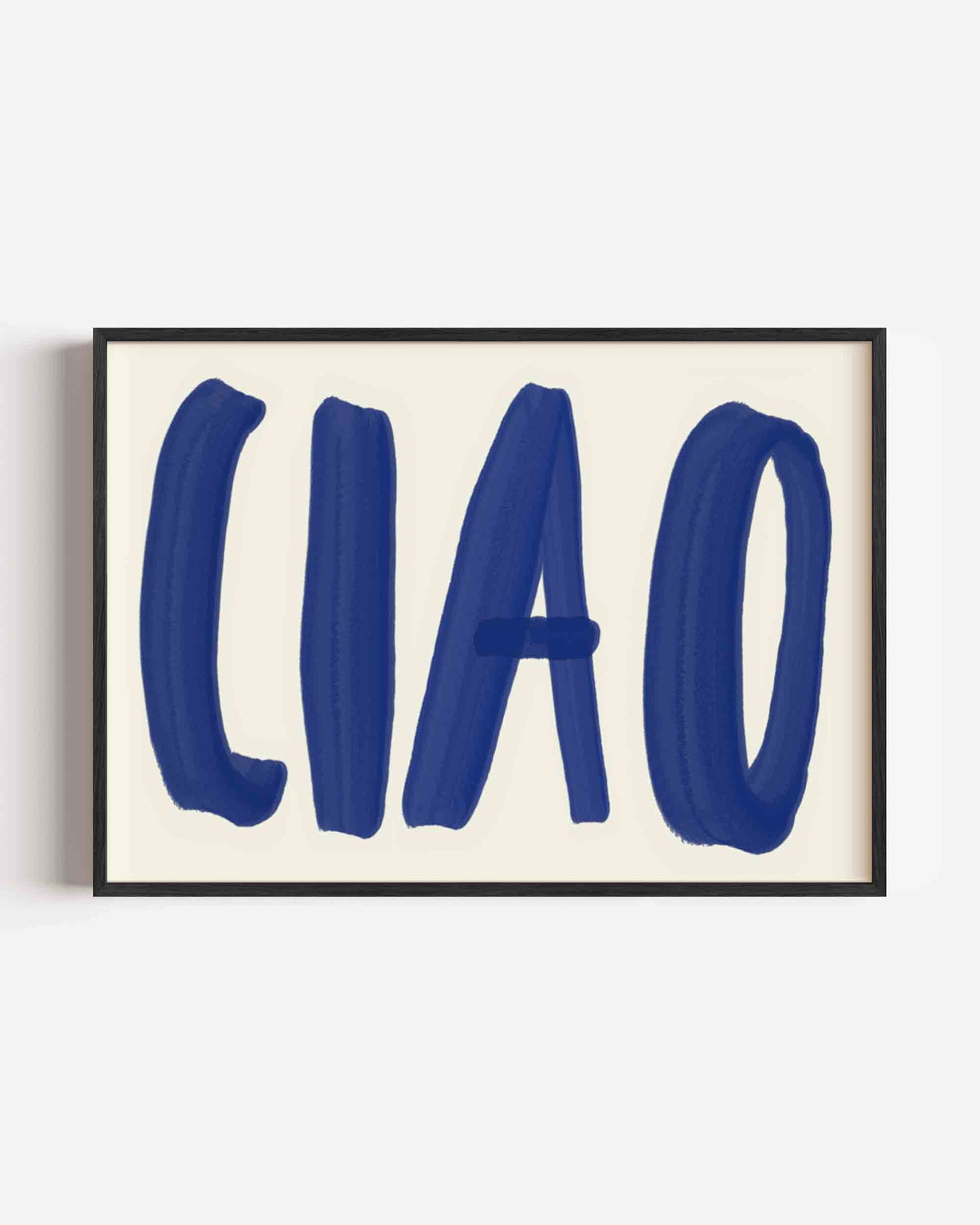 Ciao blauwe letters – hedendaagse illustratie poster in landscape formaat