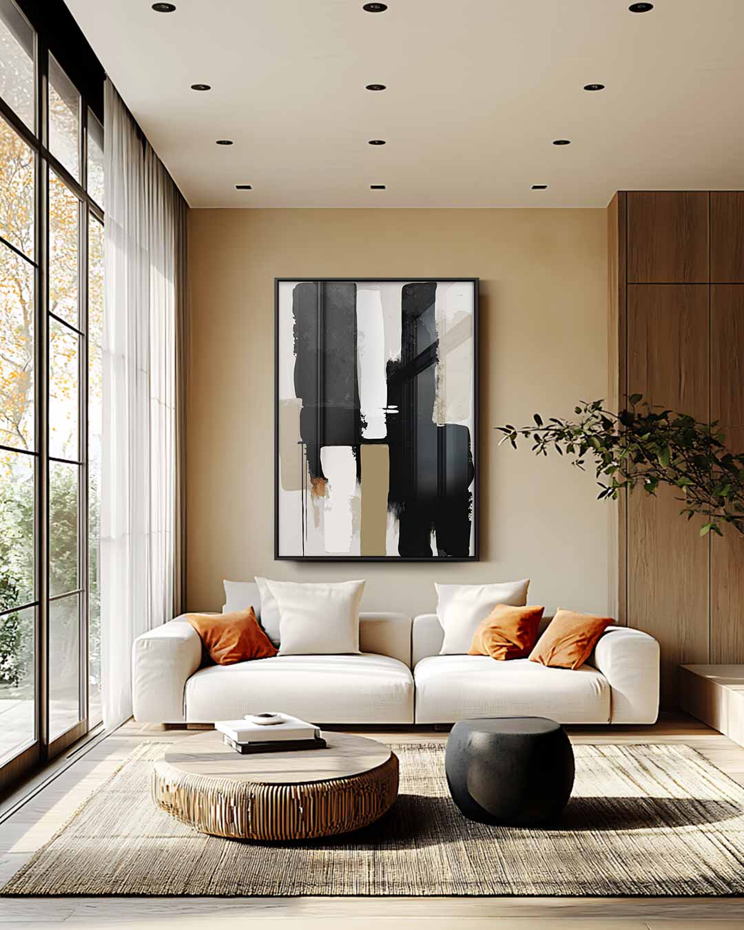 Abstract Contrast – staande wandkunst voor woonkamer of interieur