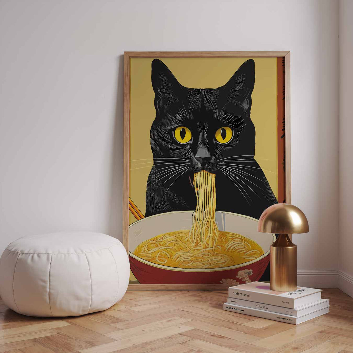Kat met Noodles – dieren poster in staand formaat