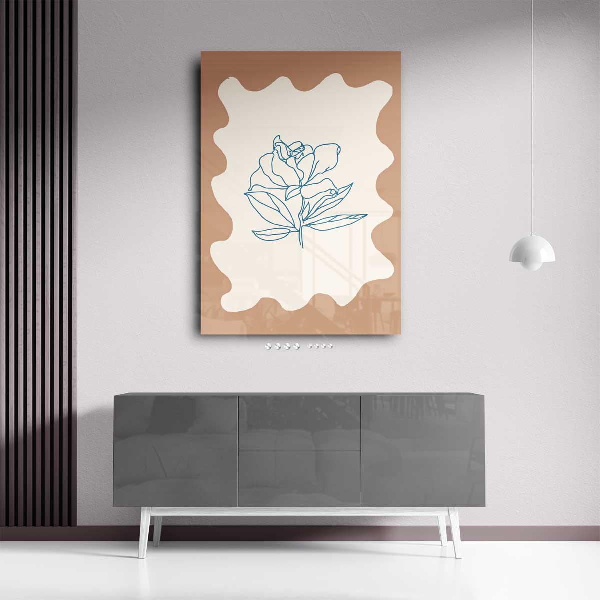 Eenvoudige Bloemenschets – plexiglas wanddecoratie in portret formaat
