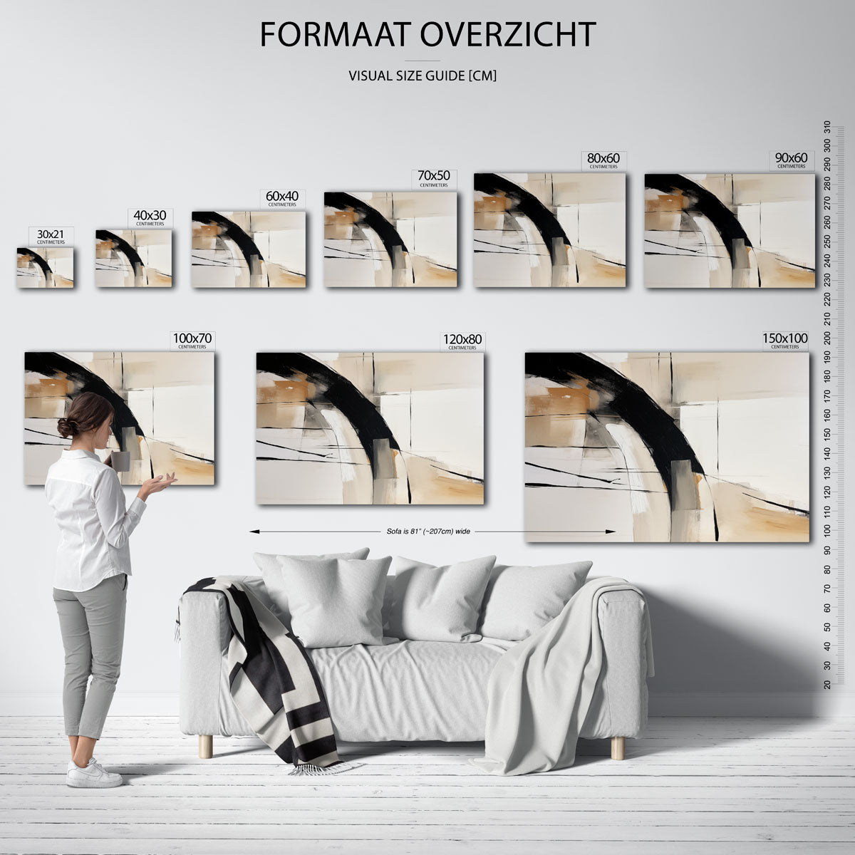 Abstracte lijnen en vlakken – liggende muurposter met abstracte vormen