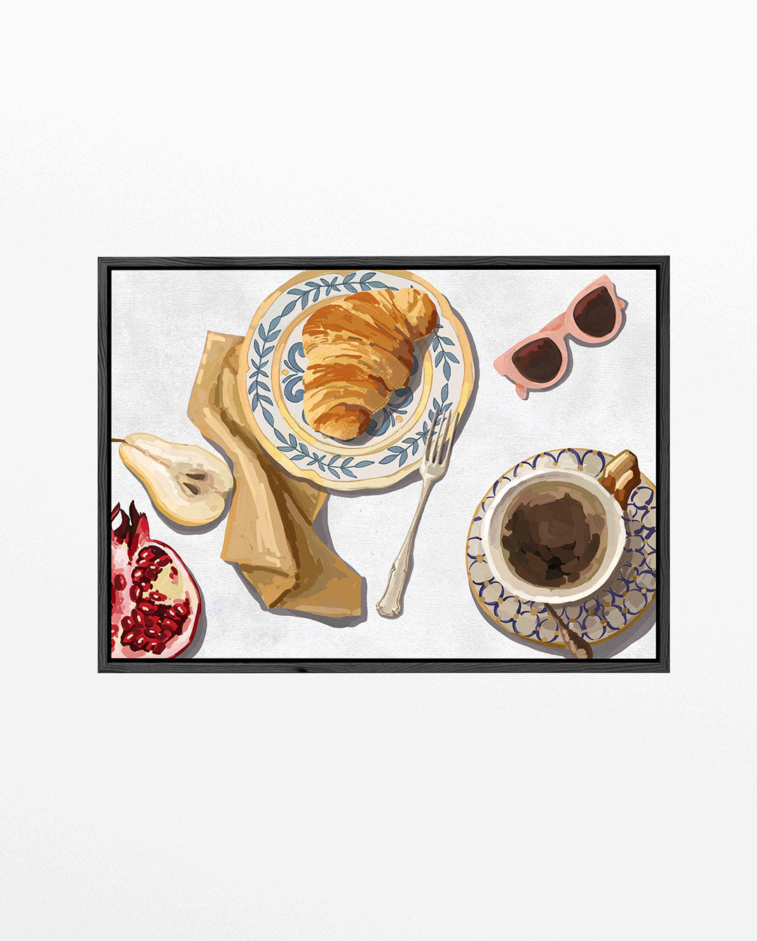 Ontbijt illustratie – Liggende wanddecoratie – liggend keuken kunstwerk