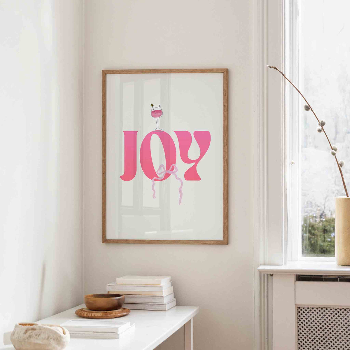 Joy roze letters – staande kerst wanddecoratie van WallArtistic