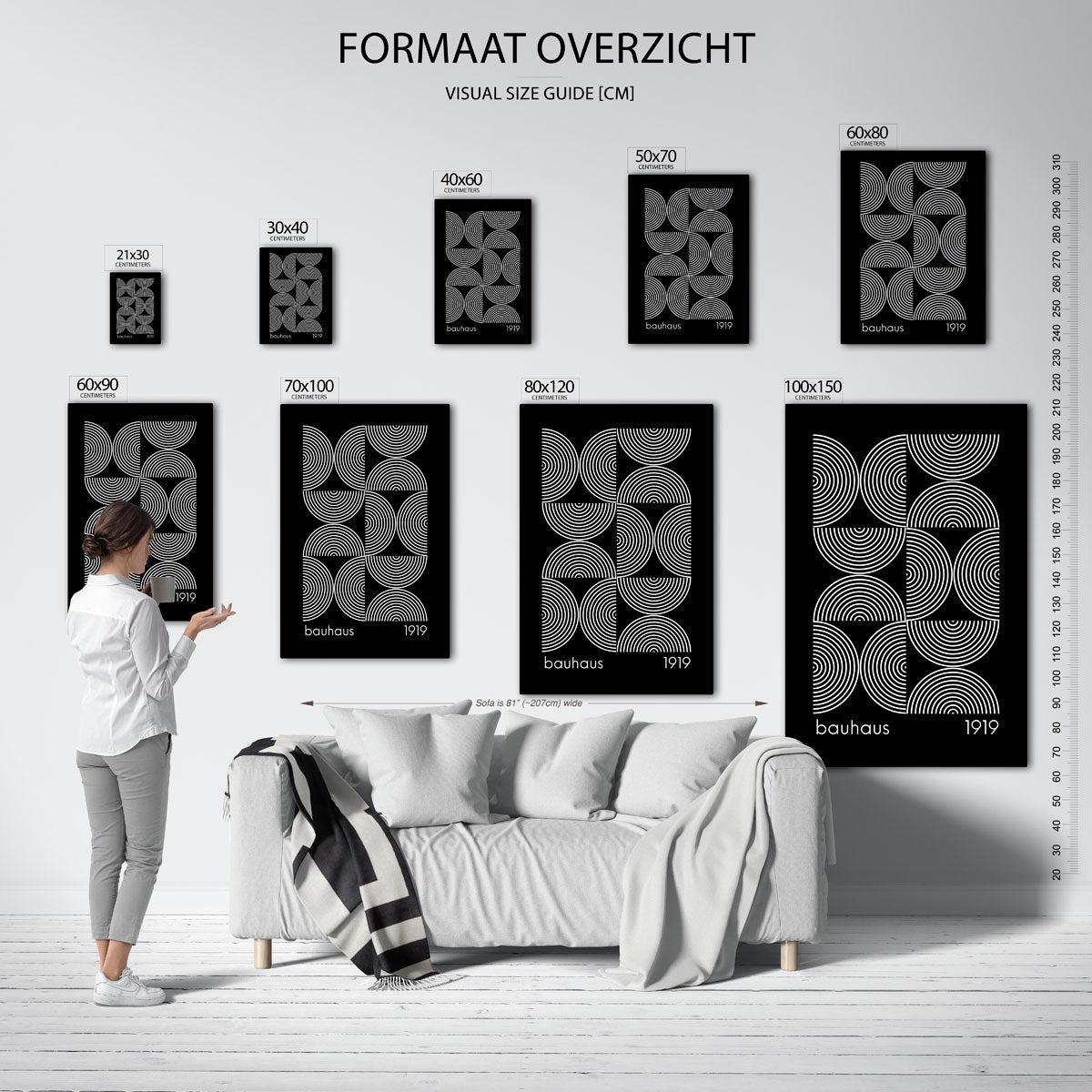 Cirkelritme – geometrische poster in Bauhaus-stijl van WallArtistic