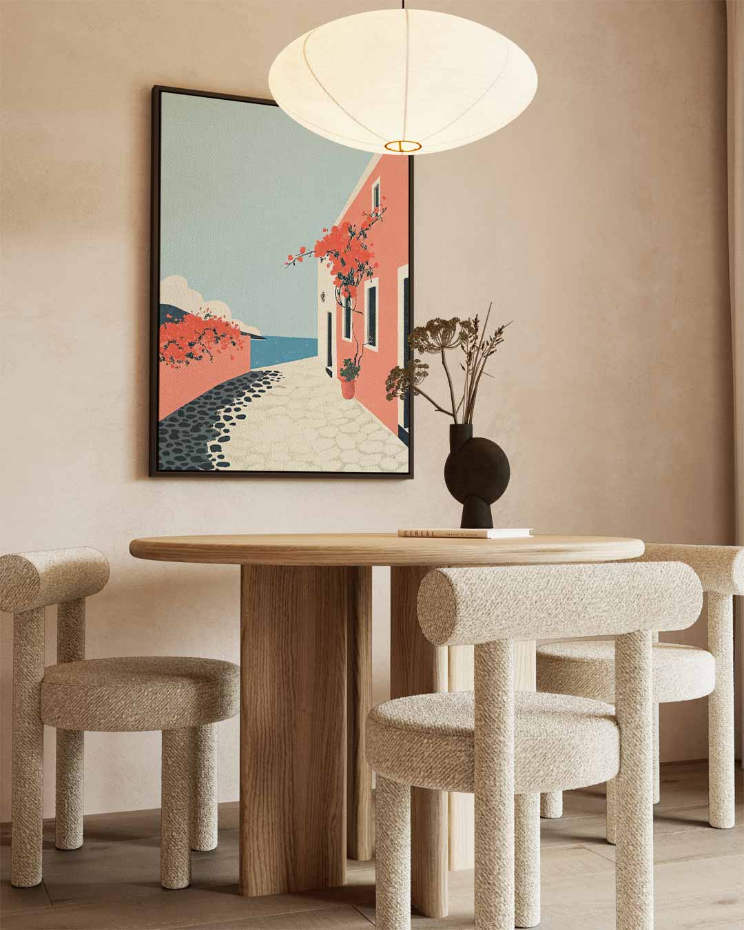 Zonnige Mediterrane Straat – staand kunstwerk voor modern interieur