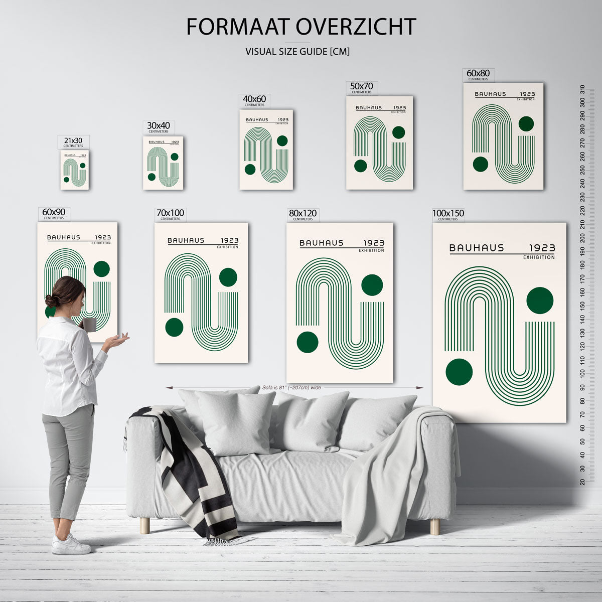 Lijnen en cirkel – geometrische poster in Bauhaus-stijl van WallArtistic
