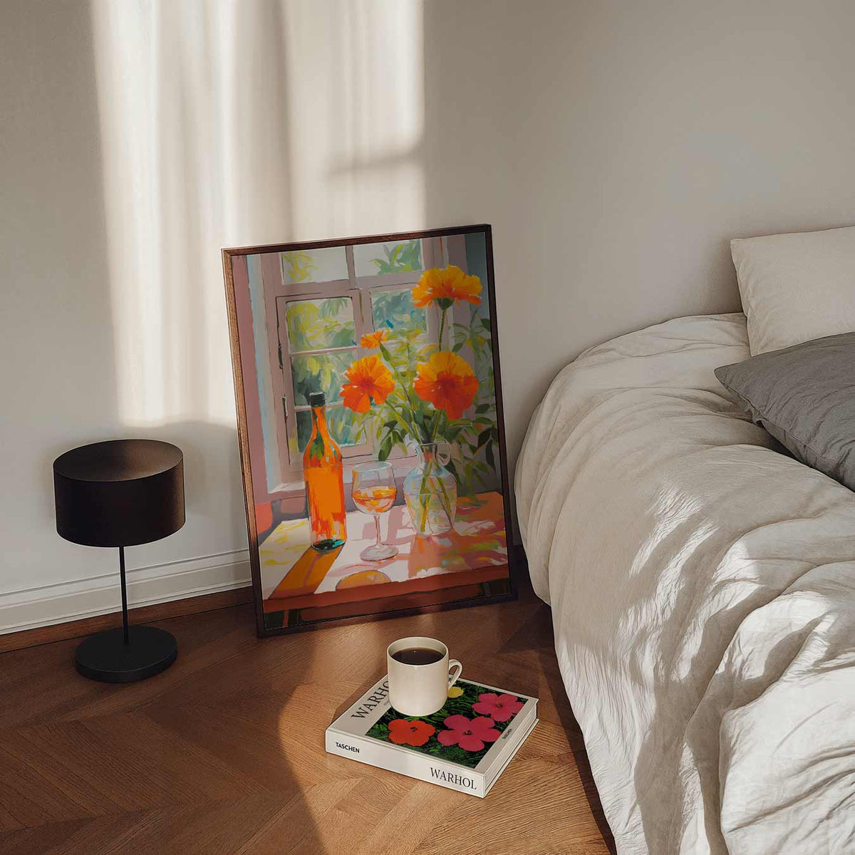 Zonnig Vensterzicht – staande bloemen wanddecoratie van WallArtistic