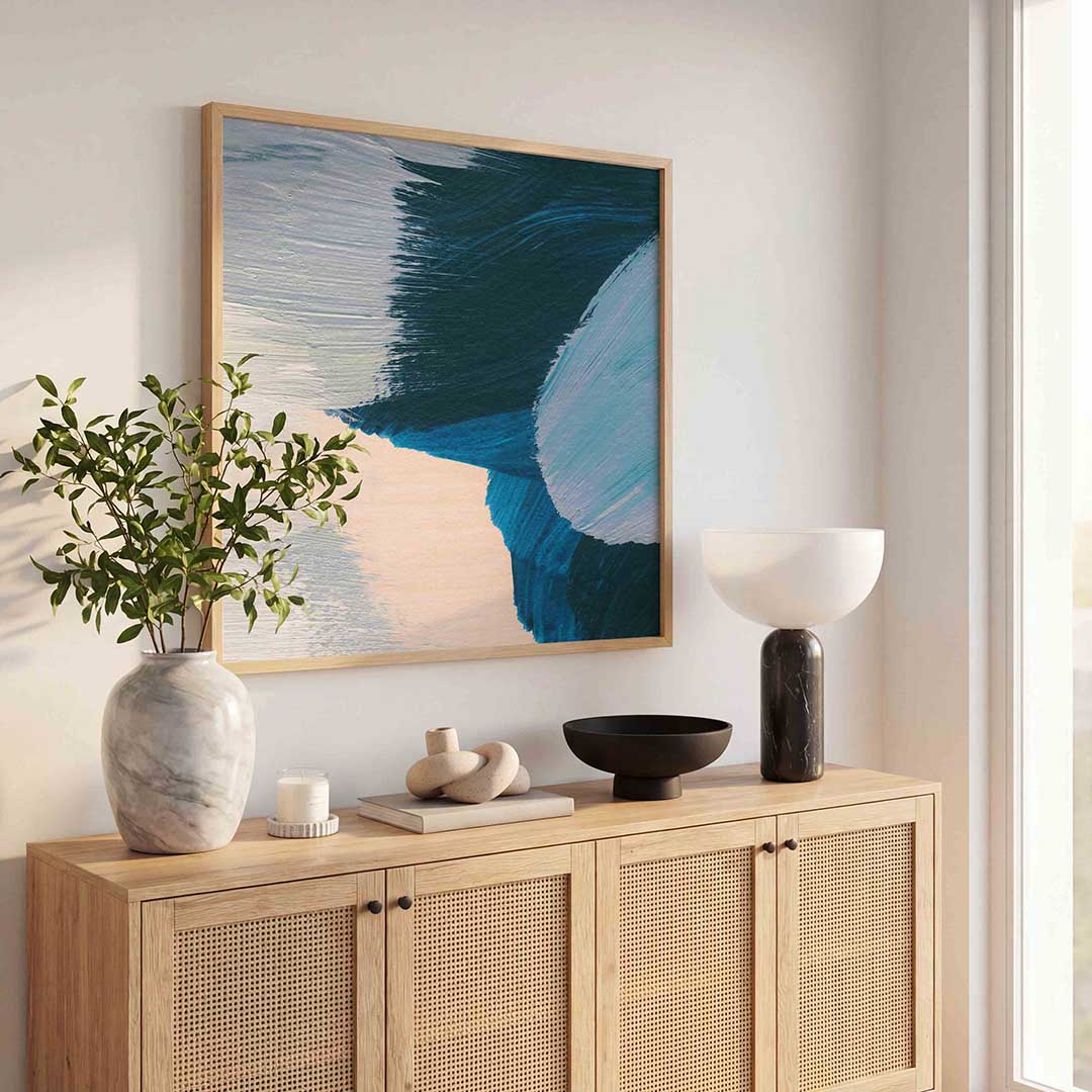 Abstracte penseelstreken – schilderkunst als moderne vierkante poster