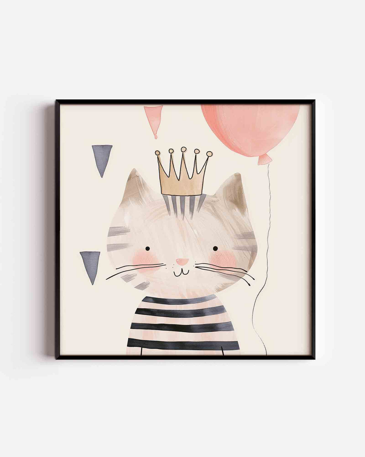 Kat met kroon – vierkante kinderposter als wanddecoratie