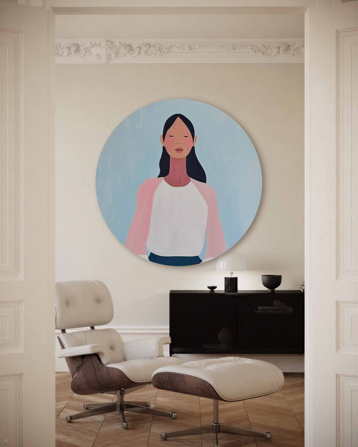 Meditatieve figuur – muurcirkel met kleur en vormen voor aan de muur