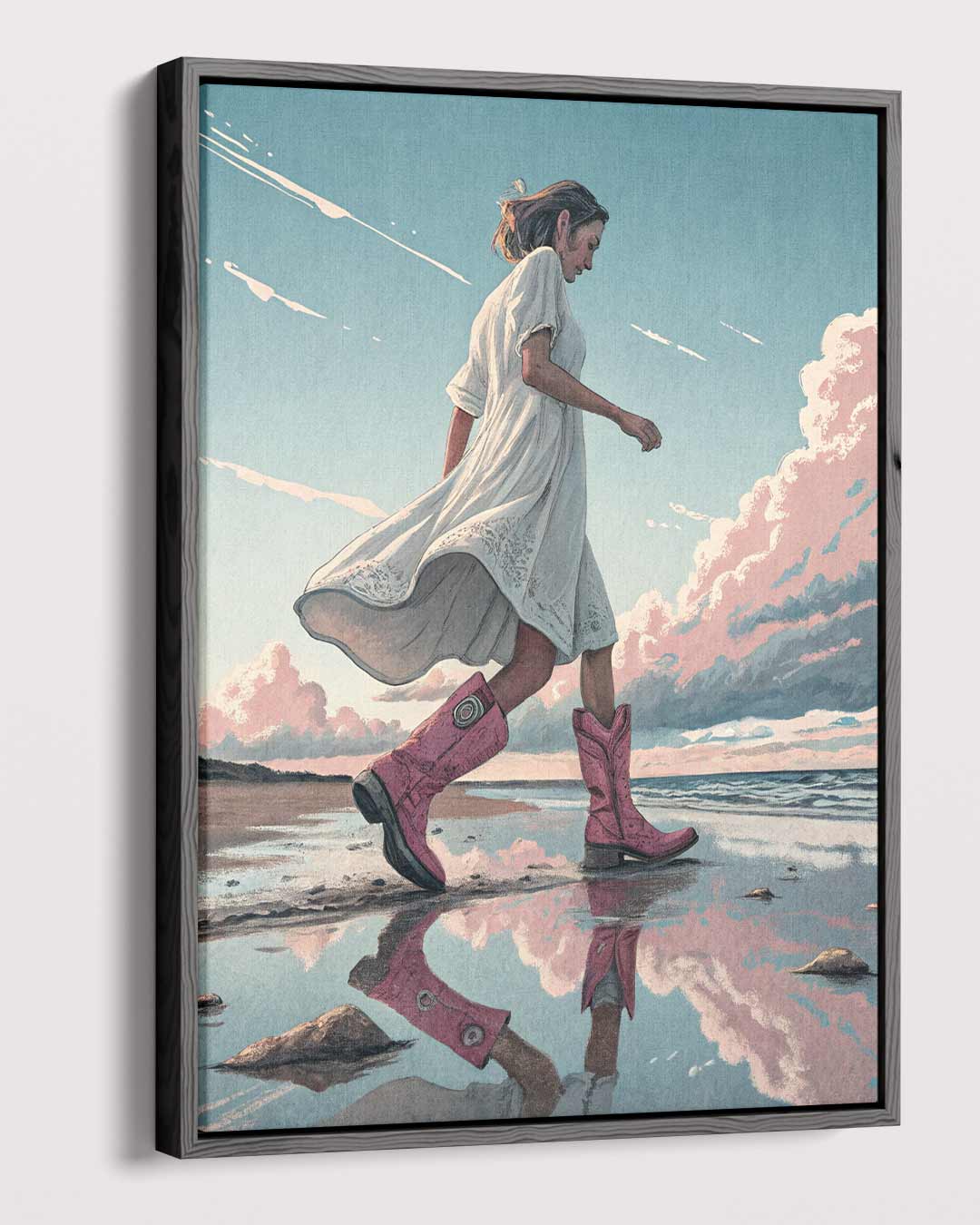 Stijlvolle Wandeling aan de Kust – dibond kunstwerk als wanddecoratie