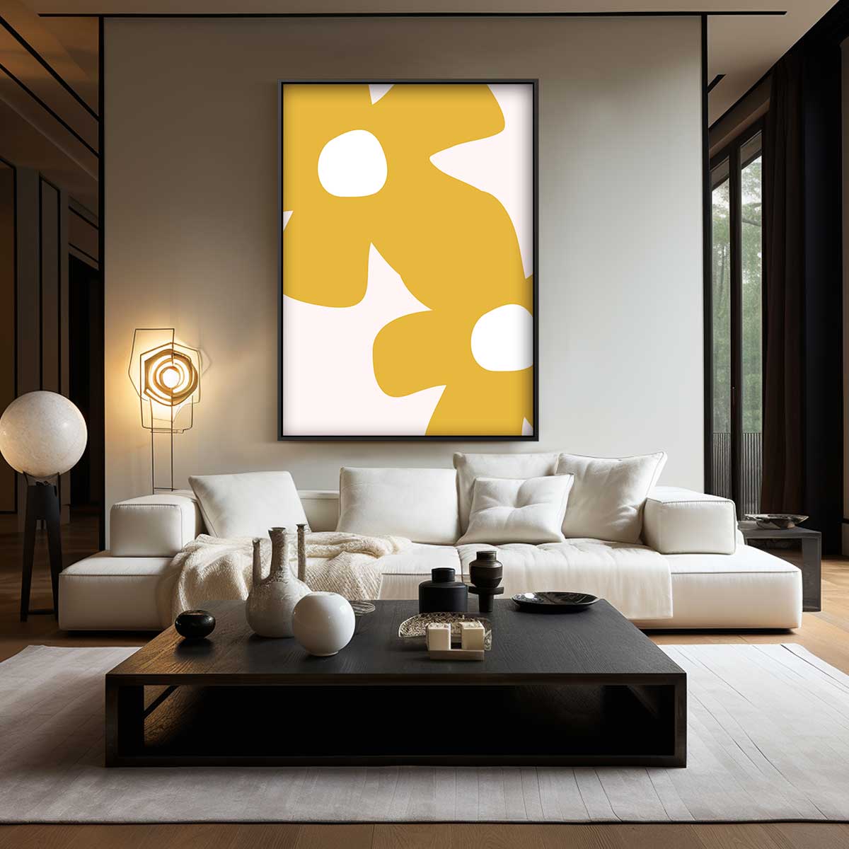 Bloemen in het Zonnegeel – dibond wanddecoratie in staand formaat