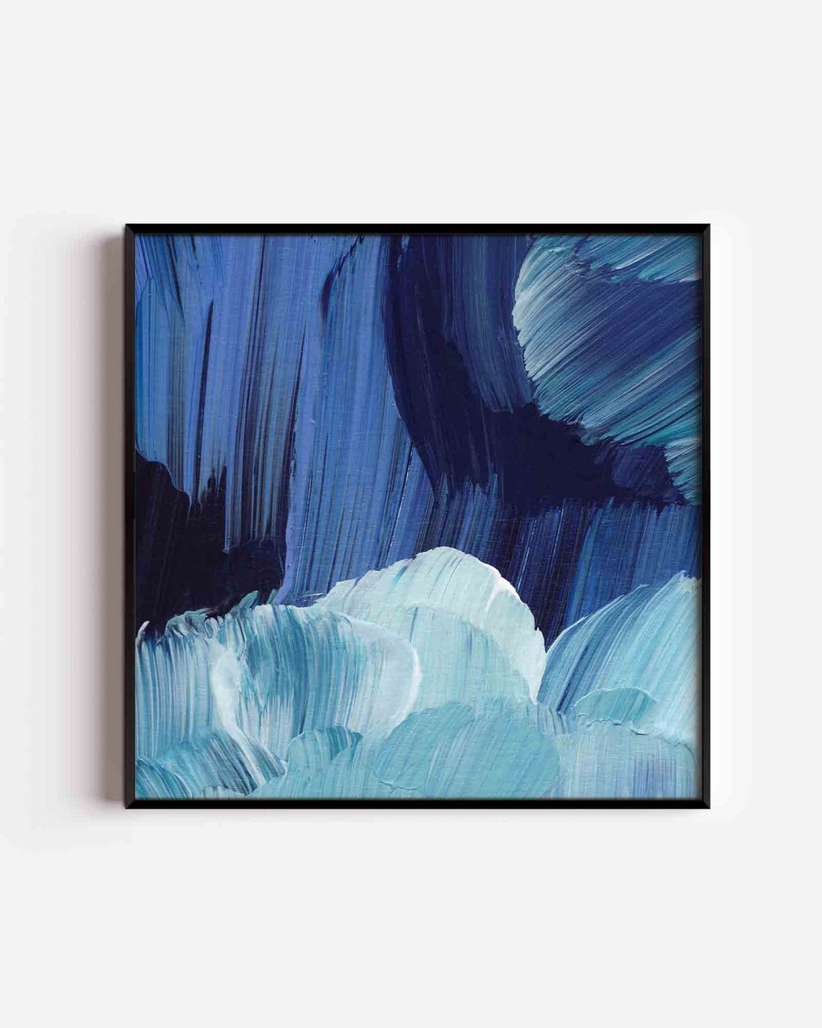 Blauwe penseelstreken – schilderkunst vierkante poster als wanddecoratie